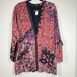 Vintage Carole Little Cottagecore Floral Blazer Jacket Roses Shabby Chic Boho 10